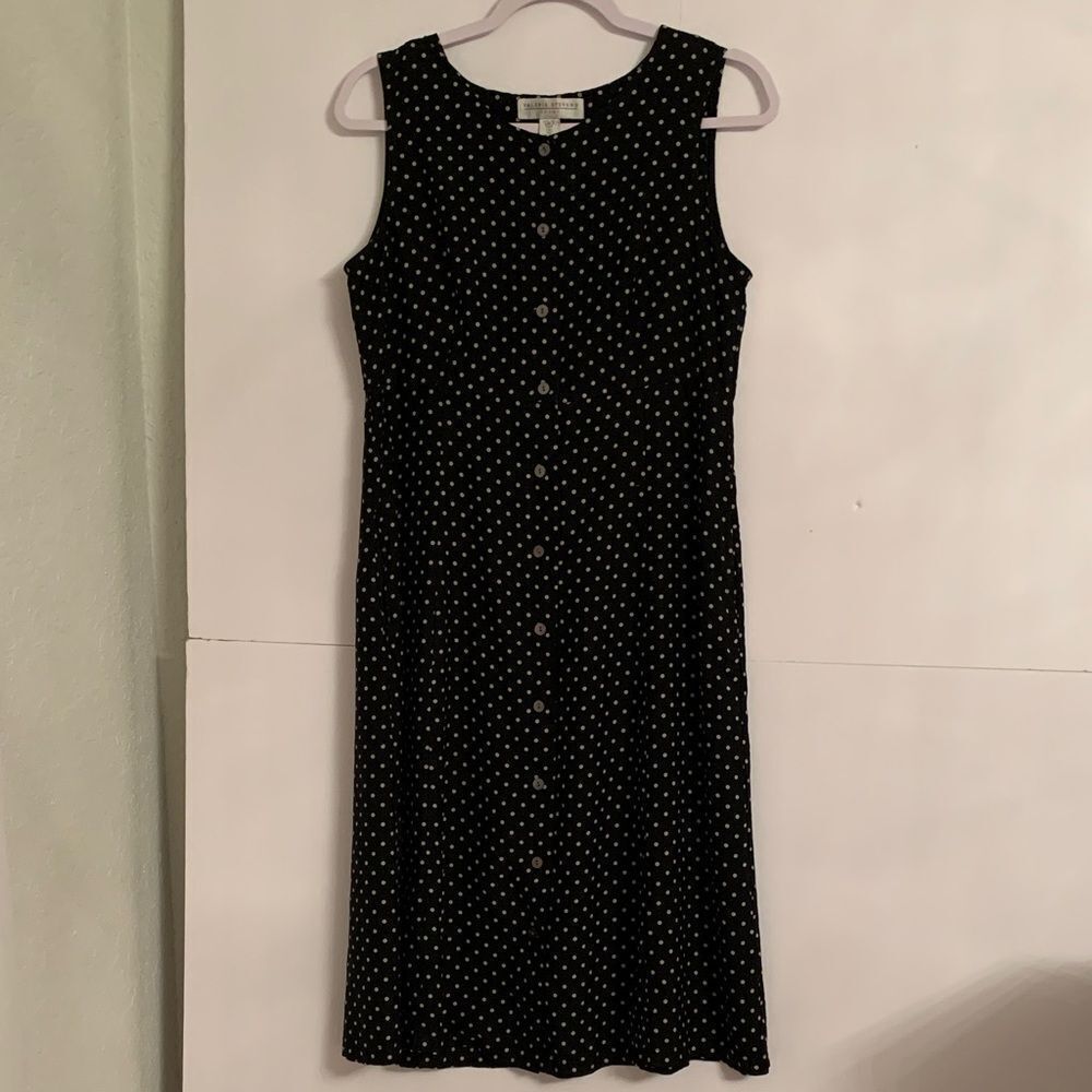 Valerie Steven’s Sport Silk Black/White Polka Dot Sleeveless Dress Size M